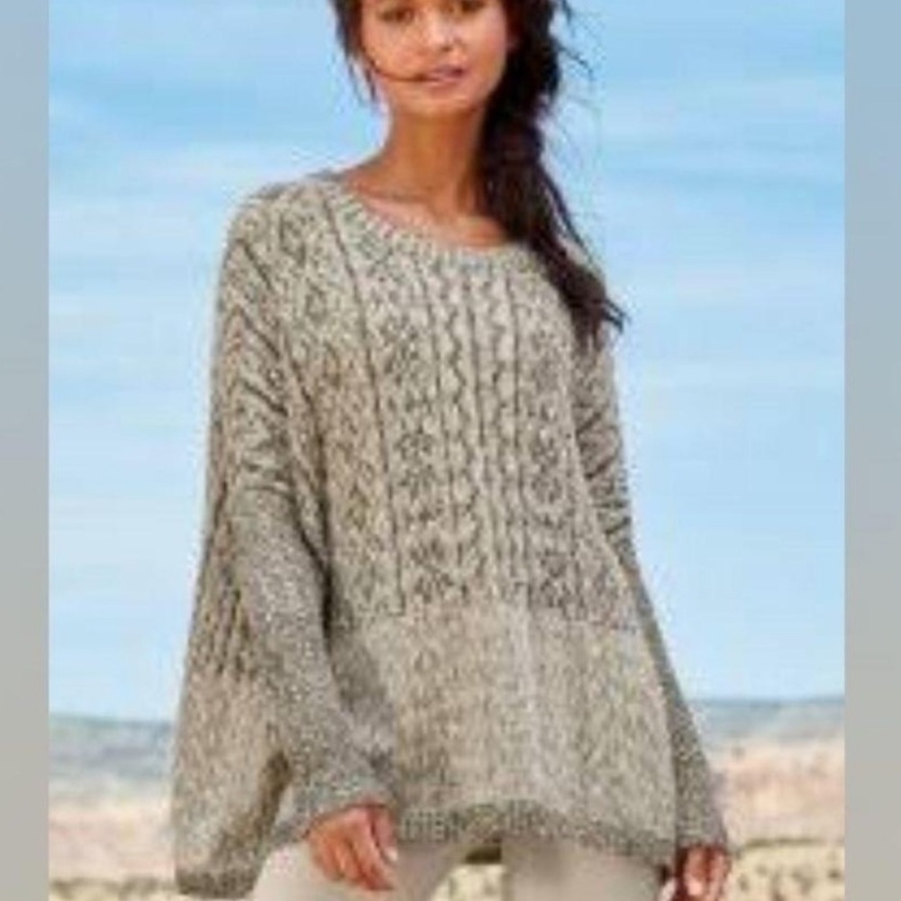 Peruvian Connection Ojito Pima Cotton Swoncho Boxy Cut Brown/Cream SZ XS/S - Picture 7 of 12